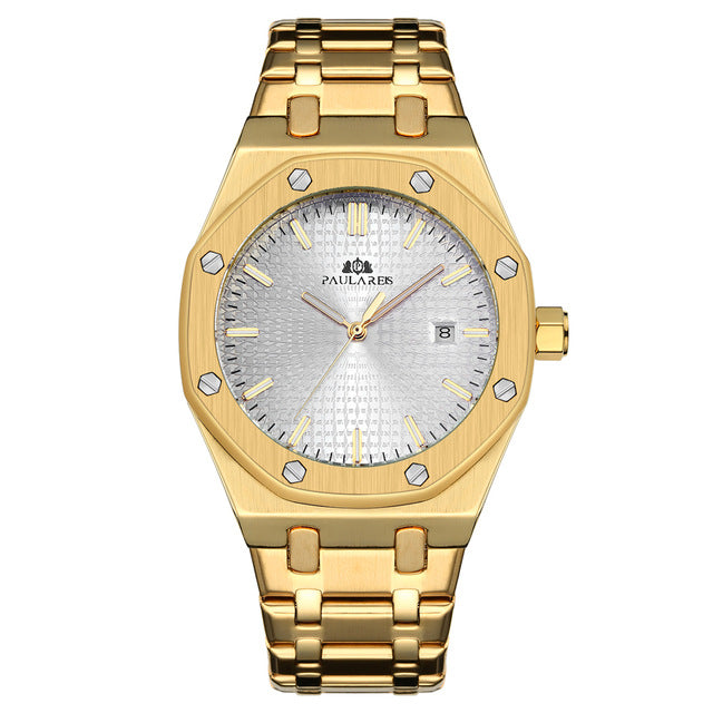 Men Automatic Self Wind Mechanical Stainless Steel Strap Simple Business Blue Rose Gold Yellow Gold Date Watch
