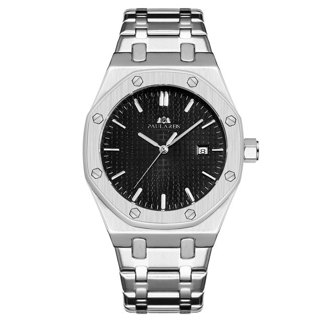 Men Automatic Self Wind Mechanical Stainless Steel Strap Simple Business Blue Rose Gold Yellow Gold Date Watch