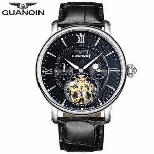 2018 Fashion GUANQIN Mens Watches Top Brand Luxury Skeleton Watch Men Sport Leather Tourbillon Automatic Mechanical Wristwatch
