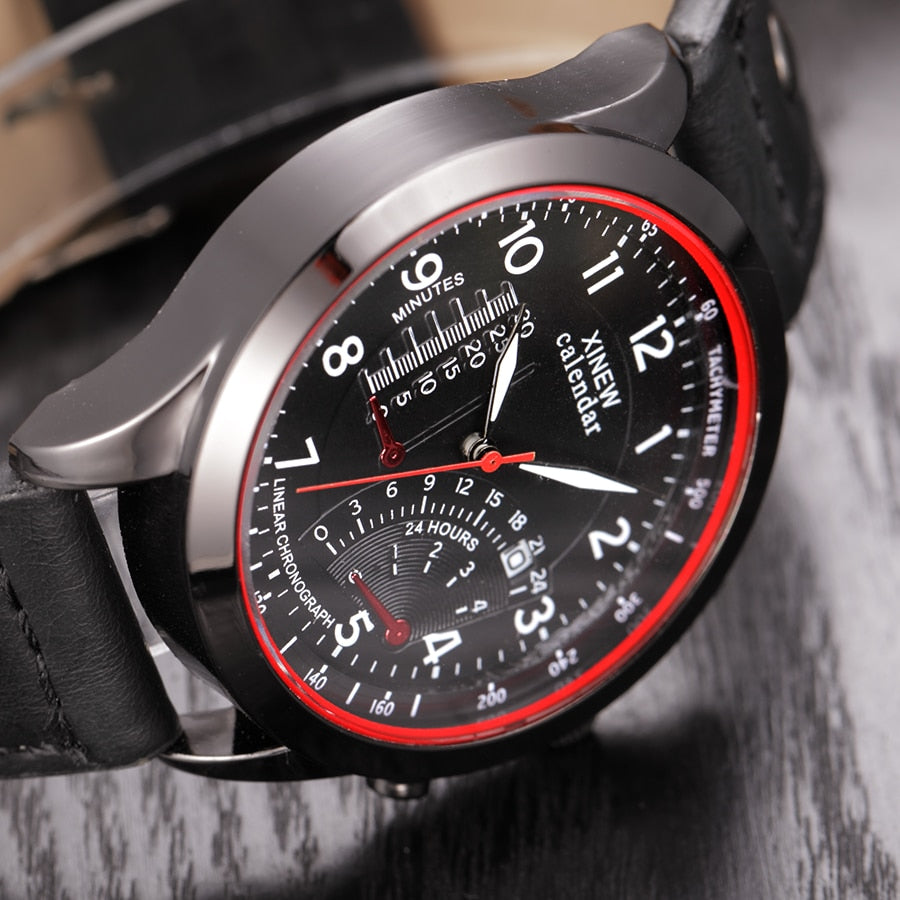 Wholesale Cheap Watch XINEW Car Racing Dashboard Leather Band Date Calendar Casual Quartz Watches Men Montre Homme Designer 2018