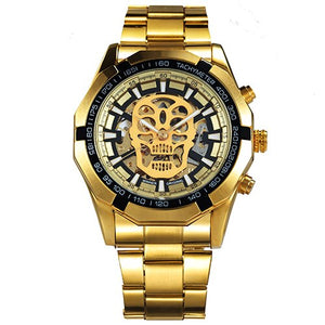WINNER Steampunk Skull Auto Mechanical Watch Men Black Stainless Steel Strap Skeleton Dial Fashion Cool Design Wrist Watches