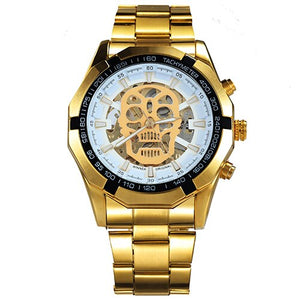 WINNER Steampunk Skull Auto Mechanical Watch Men Black Stainless Steel Strap Skeleton Dial Fashion Cool Design Wrist Watches