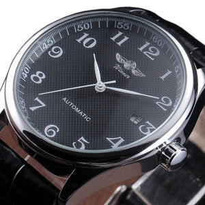 WINNER Famous Brand Men Business Automatic Watches Auto Date Man Fashion Mechanical Wristwatches Leather/Stainless Steel Band