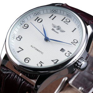 WINNER Famous Brand Men Business Automatic Watches Auto Date Man Fashion Mechanical Wristwatches Leather/Stainless Steel Band