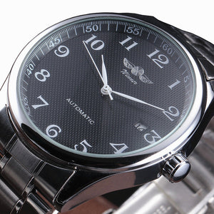 WINNER Famous Brand Men Business Automatic Watches Auto Date Man Fashion Mechanical Wristwatches Leather/Stainless Steel Band