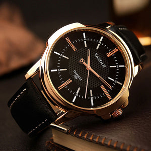 YAZOLE Rose Gold Wrist Watch Men 2018 Top Brand Luxury Famous For Male Clock Quartz Watch Golden Wristwatch Relogio Masculino