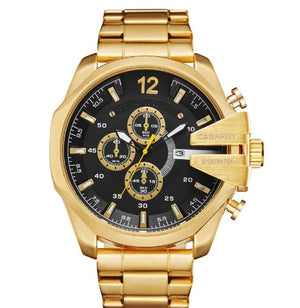 Cagarny Mens Quartz Analog Watch Luxury Fashion Sport Wristwatch Waterproof Black Stainless Male Watches Clock Relogio Masculino