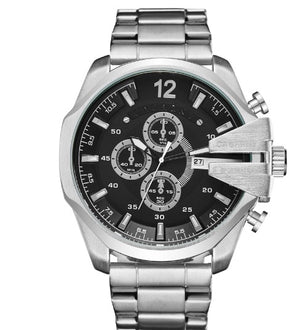 Cagarny Mens Quartz Analog Watch Luxury Fashion Sport Wristwatch Waterproof Black Stainless Male Watches Clock Relogio Masculino