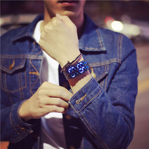 korean style men women digital wristwatches creative LED light electronic male female clock fashion casual couple bracelet watch