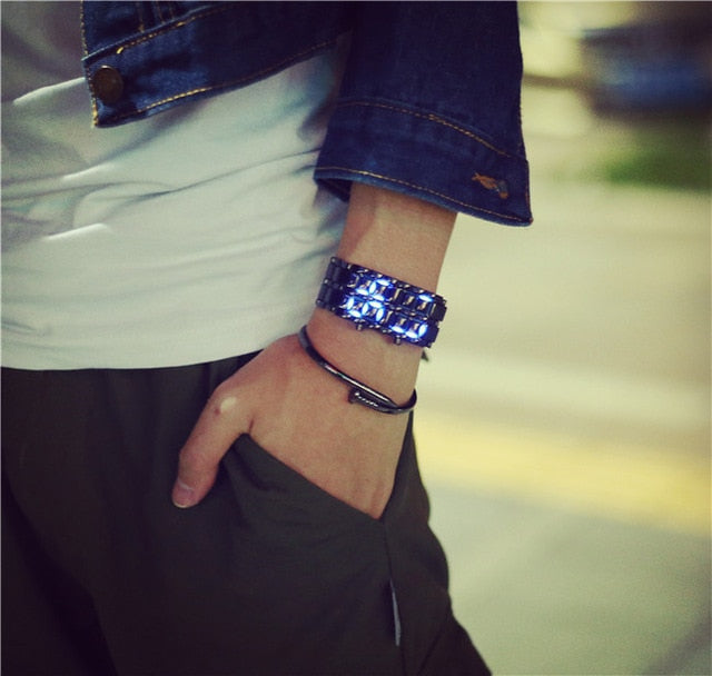 korean style men women digital wristwatches creative LED light electronic male female clock fashion casual couple bracelet watch
