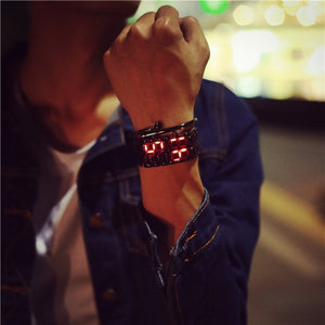 korean style men women digital wristwatches creative LED light electronic male female clock fashion casual couple bracelet watch