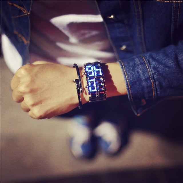 korean style men women digital wristwatches creative LED light electronic male female clock fashion casual couple bracelet watch