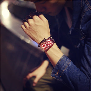 korean style men women digital wristwatches creative LED light electronic male female clock fashion casual couple bracelet watch