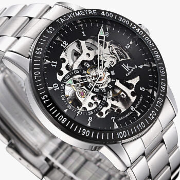 IK Colouring Automatic Watch for Men Women with Stainless Steel Strap Analogue Skeleton