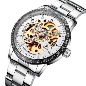 IK Colouring Automatic Watch for Men Women with Stainless Steel Strap Analogue Skeleton