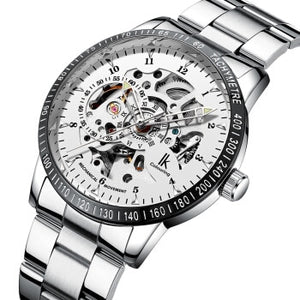 IK Colouring Automatic Watch for Men Women with Stainless Steel Strap Analogue Skeleton
