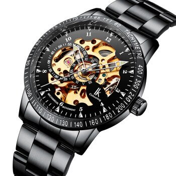 IK Colouring Automatic Watch for Men Women with Stainless Steel Strap Analogue Skeleton