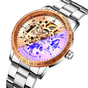 IK Colouring Automatic Watch for Men Women with Stainless Steel Strap Analogue Skeleton