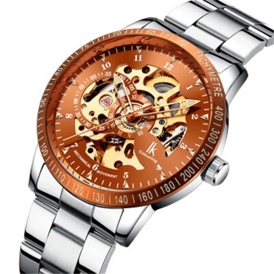 IK Colouring Automatic Watch for Men Women with Stainless Steel Strap Analogue Skeleton