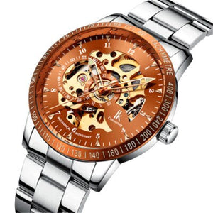 IK Colouring Automatic Watch for Men Women with Stainless Steel Strap Analogue Skeleton