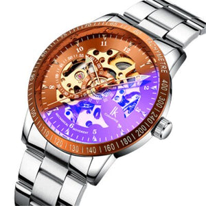 IK Colouring Automatic Watch for Men Women with Stainless Steel Strap Analogue Skeleton