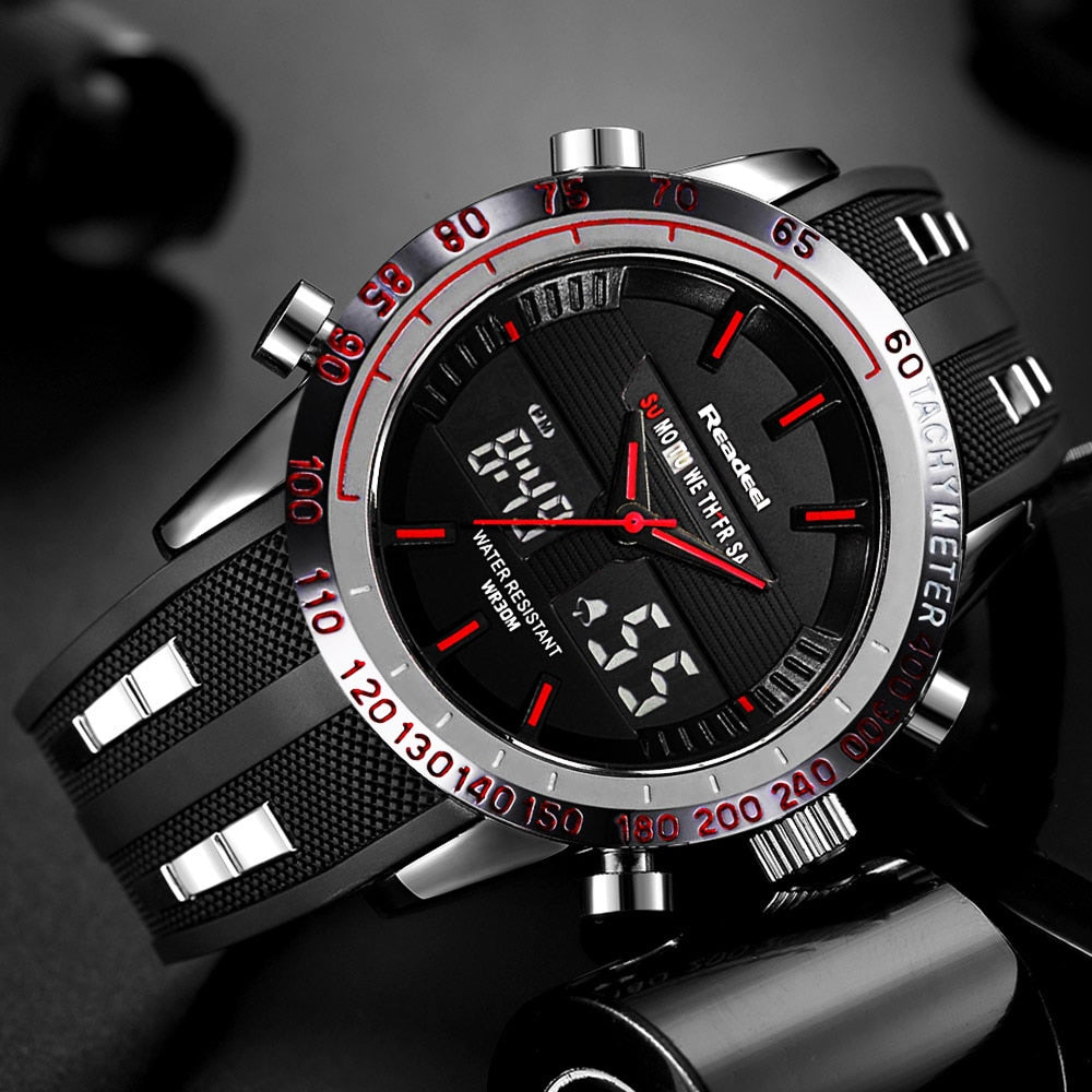 Readeel Brand Sport Watch Mens Watches Top Brand Luxury Men Wrist Watch Waterproof LED Electronic Digital Male relogio masculino