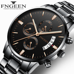 FNGEEN 2019 Quartz Watch Men Business Waterproof Auto Date Watch Male erkek kol saati Auto Date Luxury Men's Watch Watches