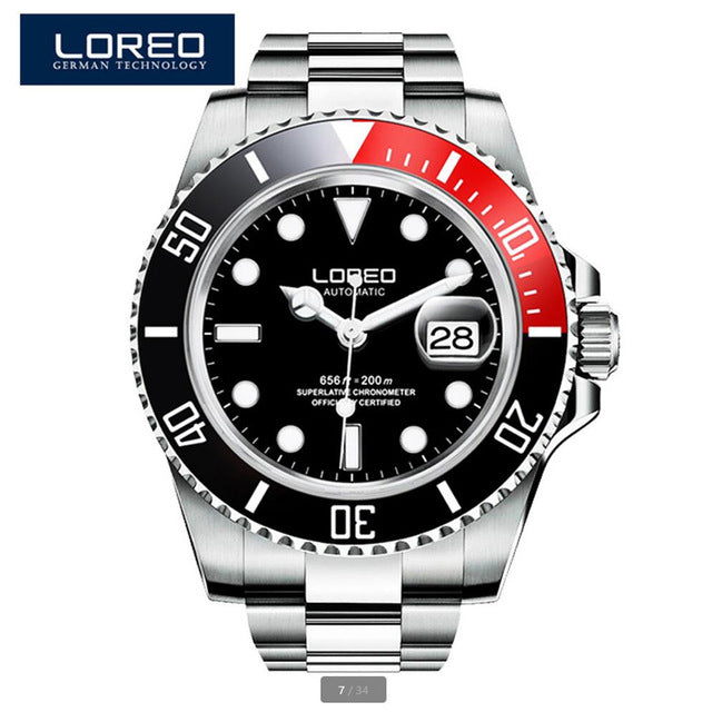 2019 Men Watches LOREO Sport Waterproof 200M Watch Relogio Masculino Men's Clock Automatic Mechanical Military Army clock