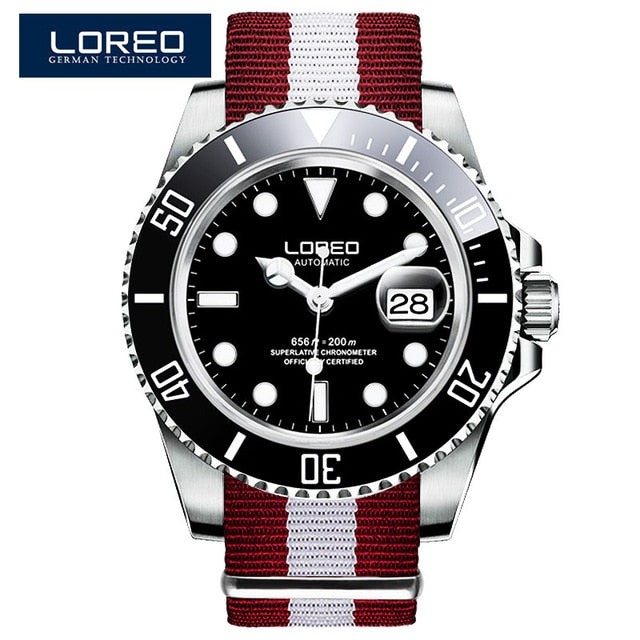 2019 Men Watches LOREO Sport Waterproof 200M Watch Relogio Masculino Men's Clock Automatic Mechanical Military Army clock