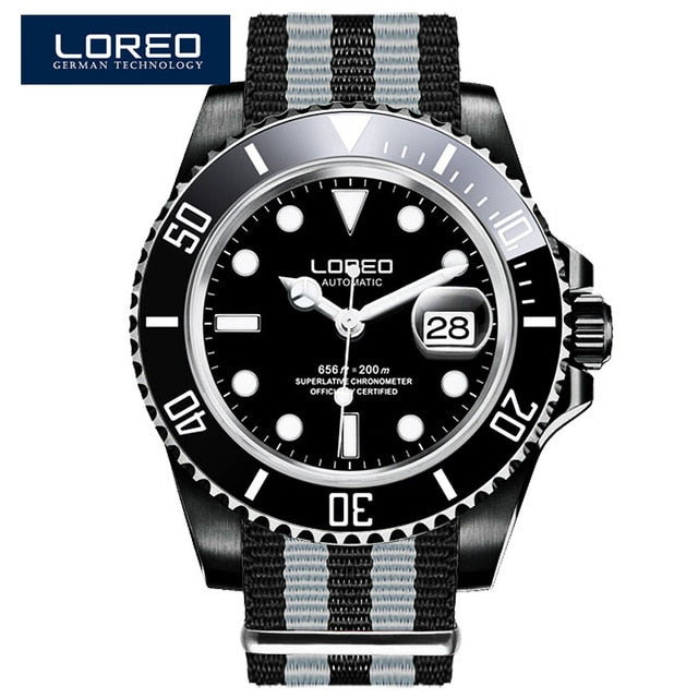 2019 Men Watches LOREO Sport Waterproof 200M Watch Relogio Masculino Men's Clock Automatic Mechanical Military Army clock