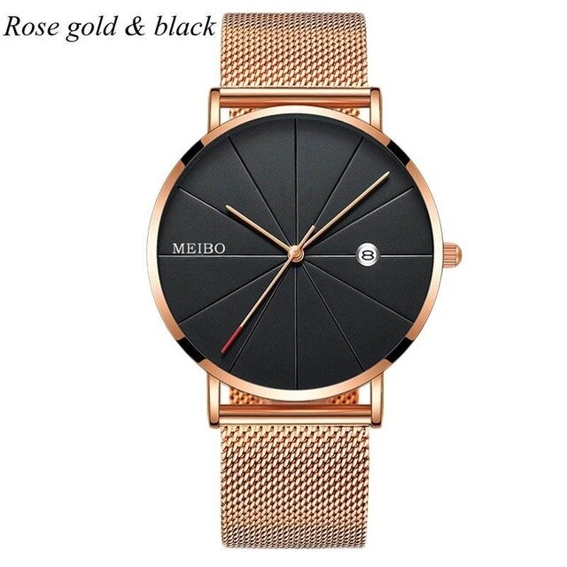 Sports Mens Watches Business Leisure Quartz WristWatch Stainless Steel Mesh Strap Ultra Thin Dial Date Clock Relogio Masculino