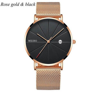 Sports Mens Watches Business Leisure Quartz WristWatch Stainless Steel Mesh Strap Ultra Thin Dial Date Clock Relogio Masculino