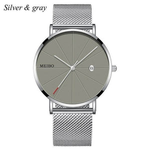 Sports Mens Watches Business Leisure Quartz WristWatch Stainless Steel Mesh Strap Ultra Thin Dial Date Clock Relogio Masculino