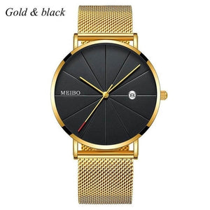 Sports Mens Watches Business Leisure Quartz WristWatch Stainless Steel Mesh Strap Ultra Thin Dial Date Clock Relogio Masculino