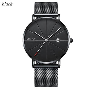 Sports Mens Watches Business Leisure Quartz WristWatch Stainless Steel Mesh Strap Ultra Thin Dial Date Clock Relogio Masculino